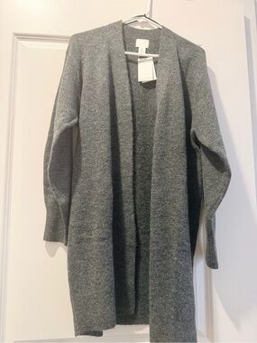 H&M Heather Gray Open-Front Long Cardigan